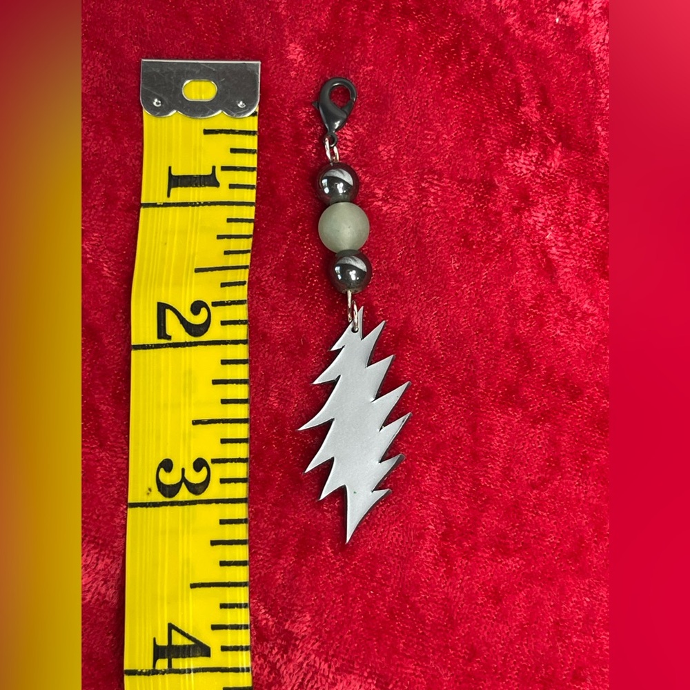 Grateful Dead lightning bolt 13 points zipper pull silver - Picture 4 of 4